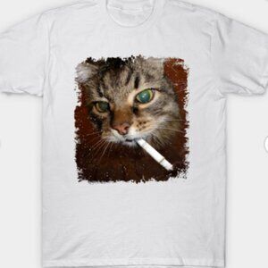 Funny Smoking Cat T-Shirt | Meme Animal Tee | Aesthetic Streetwear Shirt